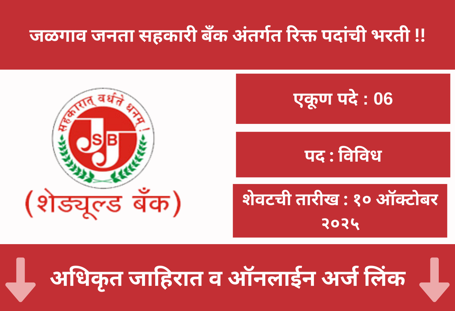 Jalgaon Janata Sahakari Bank Ltd Bharti 2025