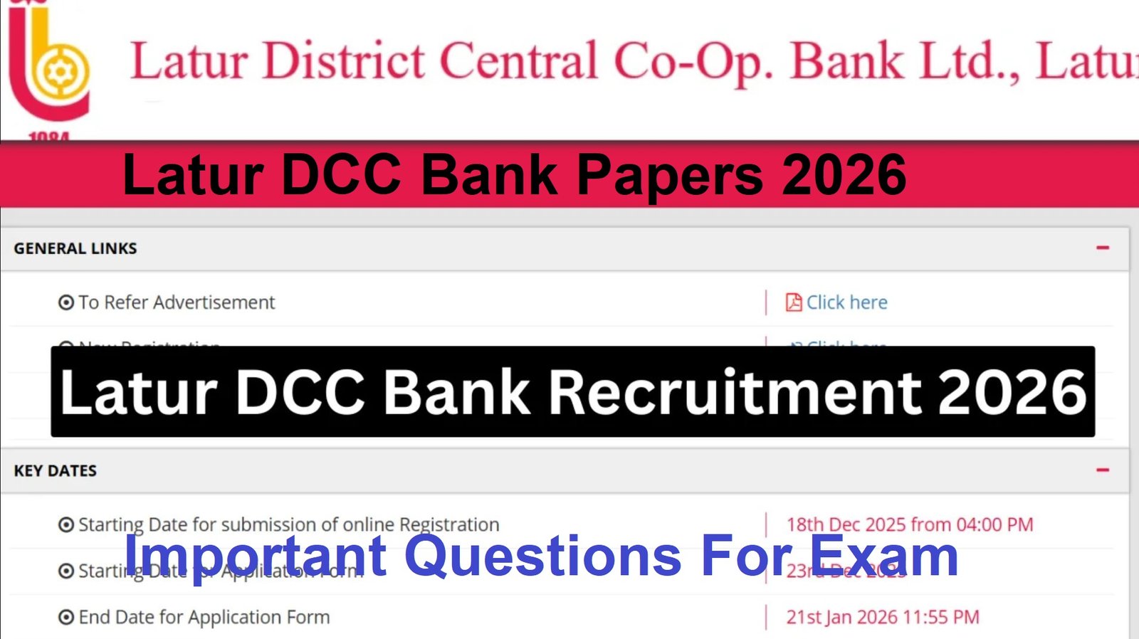 Latur DCC Bank Papers 2026